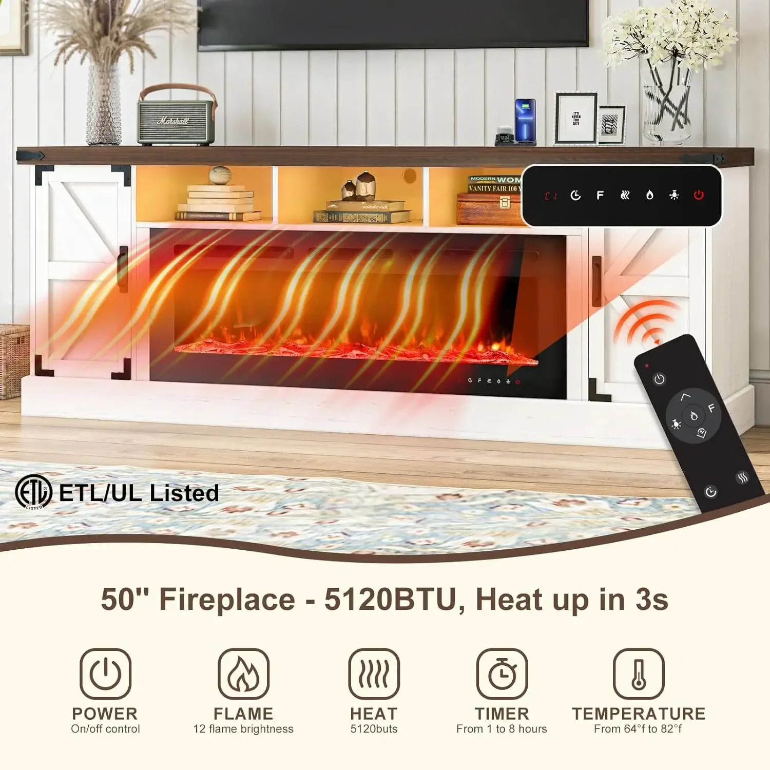 Patio Heater Standing - Prezzo scontato! Mobile TV con Caminetto