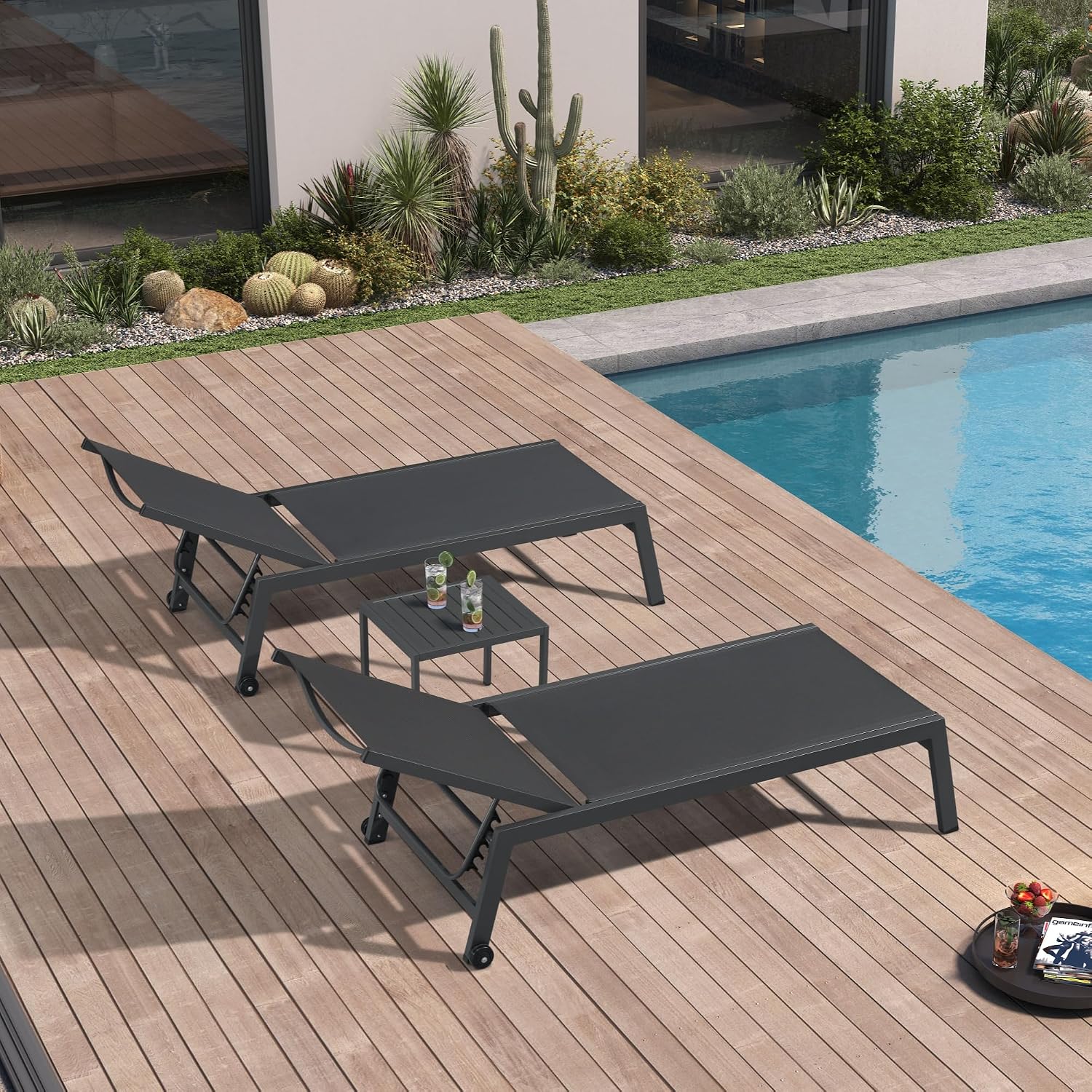 Outdoor Furniture Recliner Set - Set di 2 Poltrone da Patio