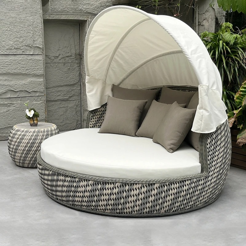 Outdoor Furniture For Pool - Lettino da giorno, rotondo, anti-UV, antiruggine,