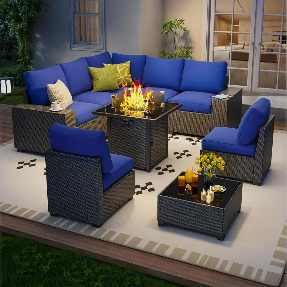 Outdoor Furniture With Fire Pit - Set di mobili da esterno composto