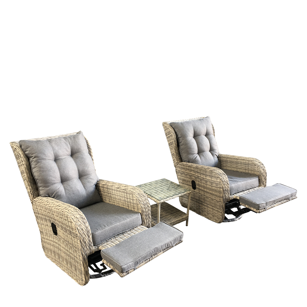 Outdoor Furniture Recliner Set - Set di Divani Reclinabili Girevoli per