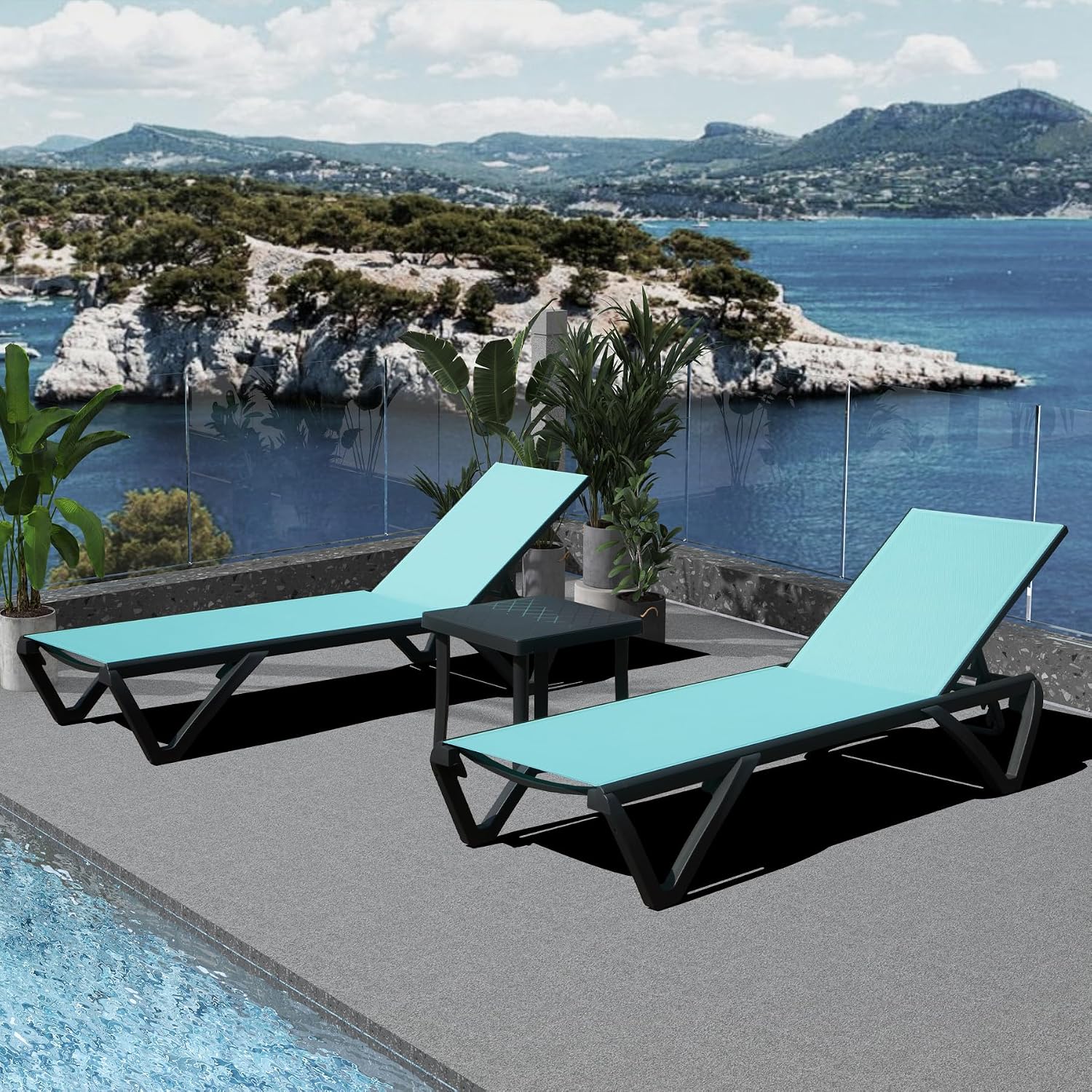Set di 3 Sdraio in Alluminio p - Outdoor Furniture Recliner Set recensione e prezzo
